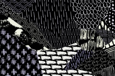 Soyut siyah konturlar, el vektör desen çizdi. Geometrik tarzı Retro soyut desen. Soyut çok renkli geometrik desen.