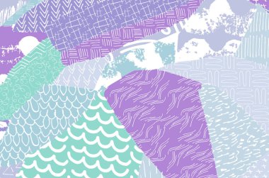 Soyut siyah konturlar, el vektör desen çizdi. Geometrik tarzı Retro soyut desen. Soyut çok renkli geometrik desen.