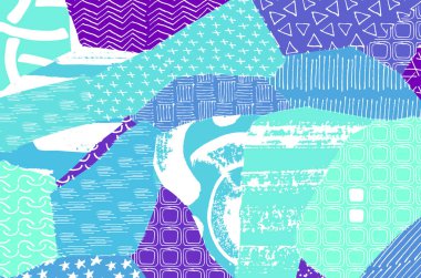 Soyut siyah konturlar, el vektör desen çizdi. Geometrik tarzı Retro soyut desen. Soyut çok renkli geometrik desen.