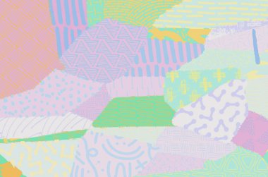 Soyut siyah konturlar, el vektör desen çizdi. Geometrik tarzı Retro soyut desen. Soyut çok renkli geometrik desen.