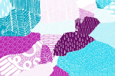 Soyut siyah konturlar, el vektör desen çizdi. Geometrik tarzı Retro soyut desen. Soyut çok renkli geometrik desen.