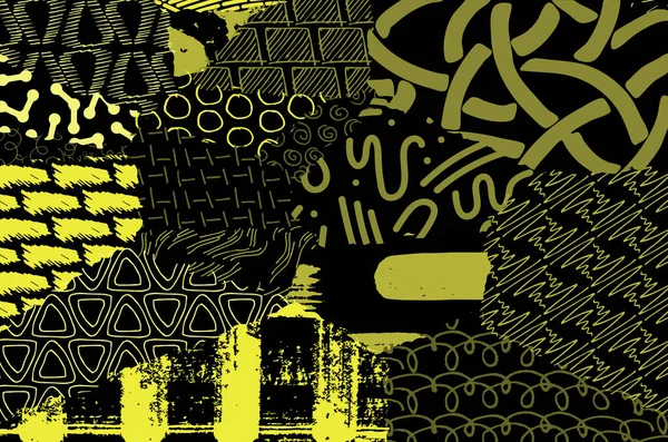 Soyut siyah konturlar, el vektör desen çizdi. Geometrik tarzı Retro soyut desen. Soyut çok renkli geometrik desen.