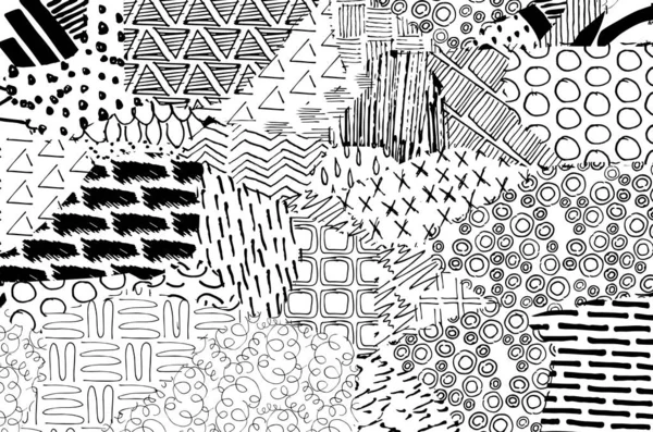Soyut siyah konturlar, el vektör desen çizdi. Geometrik tarzı Retro soyut desen. Soyut çok renkli geometrik desen.