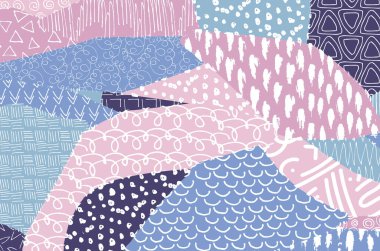 Soyut siyah konturlar, el vektör desen çizdi. Geometrik tarzı Retro soyut desen. Soyut çok renkli geometrik desen.