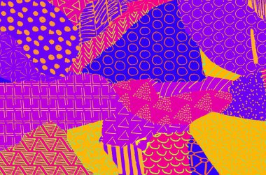 Soyut siyah konturlar, el vektör desen çizdi. Geometrik tarzı Retro soyut desen. Soyut çok renkli geometrik desen.