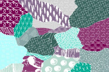 Soyut siyah konturlar, el vektör desen çizdi. Geometrik tarzı Retro soyut desen. Soyut çok renkli geometrik desen.