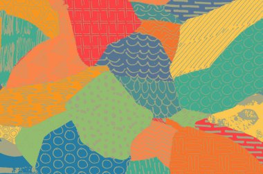 Soyut siyah konturlar, el vektör desen çizdi. Geometrik tarzı Retro soyut desen. Soyut çok renkli geometrik desen.