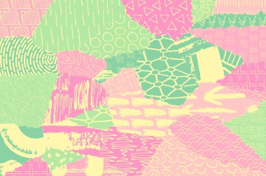 Soyut siyah konturlar, el vektör desen çizdi. Geometrik tarzı Retro soyut desen. Soyut çok renkli geometrik desen.