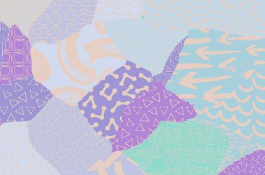 Soyut siyah konturlar, el vektör desen çizdi. Geometrik tarzı Retro soyut desen. Soyut çok renkli geometrik desen.