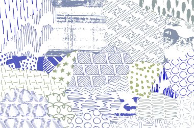 Soyut siyah konturlar, el vektör desen çizdi. Geometrik tarzı Retro soyut desen. Soyut çok renkli geometrik desen.