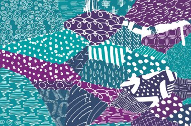 Soyut siyah konturlar, el vektör desen çizdi. Geometrik tarzı Retro soyut desen. Soyut çok renkli geometrik desen.