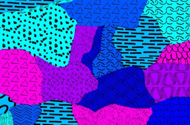 Soyut siyah konturlar, el vektör desen çizdi. Geometrik tarzı Retro soyut desen. Soyut çok renkli geometrik desen.