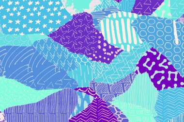 Soyut siyah konturlar, el vektör desen çizdi. Geometrik tarzı Retro soyut desen. Soyut çok renkli geometrik desen.