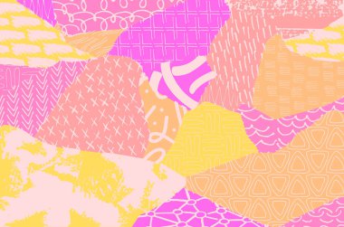 Soyut siyah konturlar, el vektör desen çizdi. Geometrik tarzı Retro soyut desen. Soyut çok renkli geometrik desen.