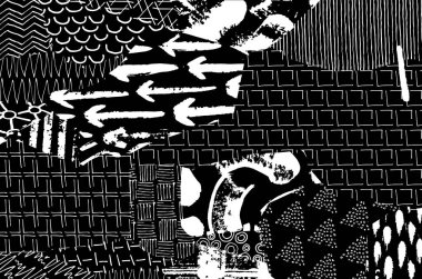 Soyut siyah konturlar, el vektör desen çizdi. Geometrik tarzı Retro soyut desen. Soyut çok renkli geometrik desen.