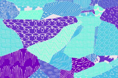 Soyut siyah konturlar, el vektör desen çizdi. Geometrik tarzı Retro soyut desen. Soyut çok renkli geometrik desen.