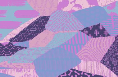 Soyut siyah konturlar, el vektör desen çizdi. Geometrik tarzı Retro soyut desen. Soyut çok renkli geometrik desen.