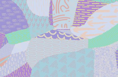 Soyut siyah konturlar, el vektör desen çizdi. Geometrik tarzı Retro soyut desen. Soyut çok renkli geometrik desen.