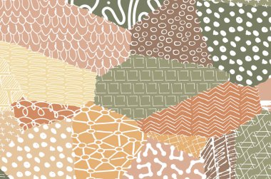 Soyut siyah konturlar, el vektör desen çizdi. Geometrik tarzı Retro soyut desen. Soyut çok renkli geometrik desen.