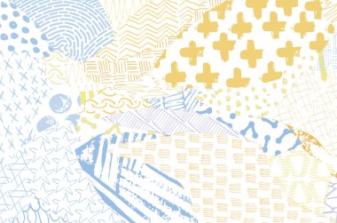 Soyut siyah darbeler, El, Vektör Deseni 'ni çizdi. Geometrik tarzda soyut arkaplan. Soyut çok renkli geometrik desen