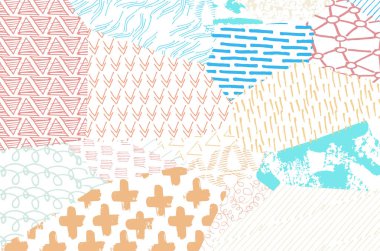 Soyut siyah darbeler, El, Vektör Deseni 'ni çizdi. Geometrik tarzda soyut arkaplan. Soyut çok renkli geometrik desen