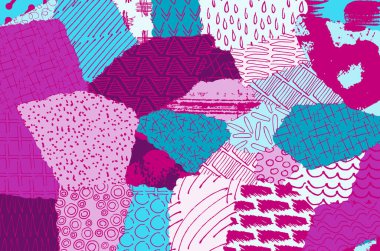 Soyut siyah darbeler, El, Vektör Deseni 'ni çizdi. Geometrik tarzda soyut arkaplan. Soyut çok renkli geometrik desen