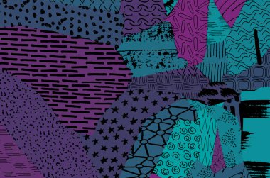 Soyut siyah darbeler, El, Vektör Deseni 'ni çizdi. Geometrik tarzda soyut arkaplan. Soyut çok renkli geometrik desen