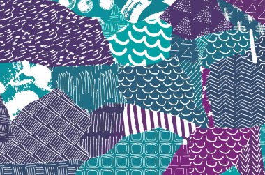 Soyut siyah darbeler, El, Vektör Deseni 'ni çizdi. Geometrik tarzda soyut arkaplan. Soyut çok renkli geometrik desen