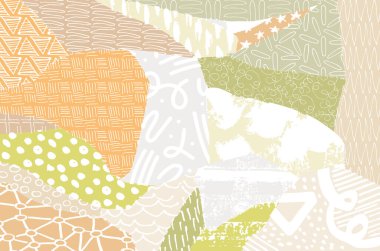 Soyut siyah darbeler, El, Vektör Deseni 'ni çizdi. Geometrik tarzda soyut arkaplan. Soyut çok renkli geometrik desen