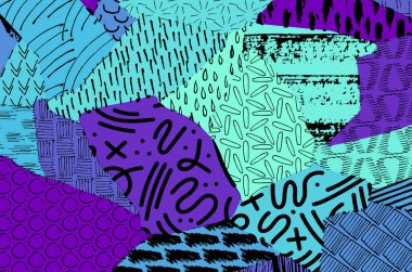 Soyut siyah darbeler, El, Vektör Deseni 'ni çizdi. Geometrik tarzda soyut arkaplan. Soyut çok renkli geometrik desen