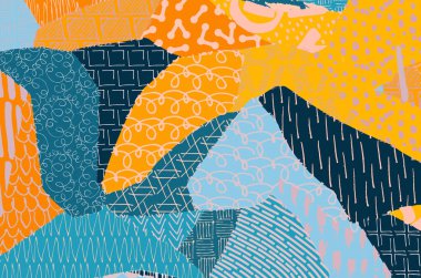 Soyut siyah darbeler, El, Vektör Deseni 'ni çizdi. Geometrik tarzda soyut arkaplan. Soyut çok renkli geometrik desen