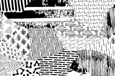 Soyut siyah darbeler, El, Vektör Deseni 'ni çizdi. Geometrik tarzda soyut arkaplan. Soyut çok renkli geometrik desen