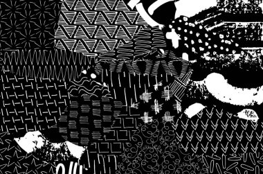 Soyut siyah darbeler, El, Vektör Deseni 'ni çizdi. Geometrik tarzda soyut arkaplan. Soyut çok renkli geometrik desen