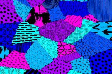 Soyut siyah darbeler, El, Vektör Deseni 'ni çizdi. Geometrik tarzda soyut arkaplan. Soyut çok renkli geometrik desen