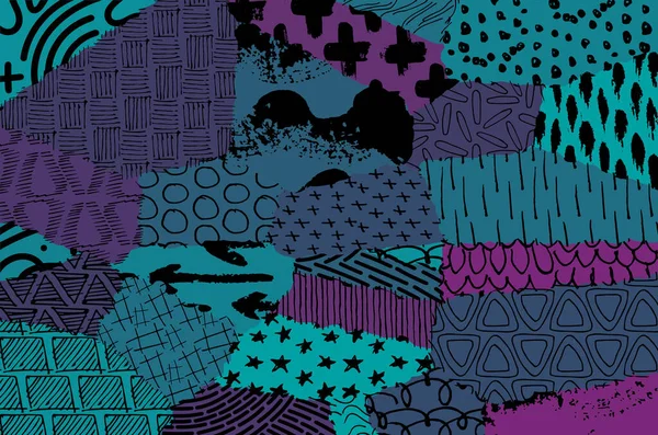 Soyut siyah darbeler, El, Vektör Deseni 'ni çizdi. Geometrik tarzda soyut arkaplan. Soyut çok renkli geometrik desen