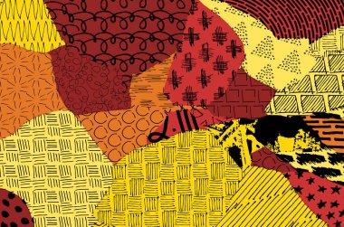 Soyut siyah darbeler, El, Vektör Deseni 'ni çizdi. Geometrik tarzda soyut arkaplan. Soyut çok renkli geometrik desen