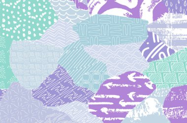 Soyut siyah darbeler, El, Vektör Deseni 'ni çizdi. Geometrik tarzda soyut arkaplan. Soyut çok renkli geometrik desen