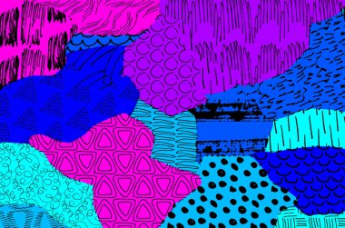 Soyut siyah darbeler, El, Vektör Deseni 'ni çizdi. Geometrik tarzda soyut arkaplan. Soyut çok renkli geometrik desen