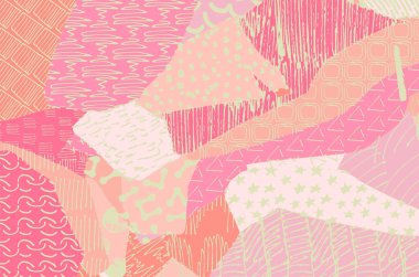 Soyut siyah darbeler, El, Vektör Deseni 'ni çizdi. Geometrik tarzda soyut arkaplan. Soyut çok renkli geometrik desen