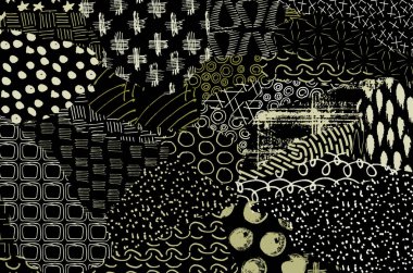 Soyut siyah darbeler, El, Vektör Deseni 'ni çizdi. Geometrik tarzda soyut arkaplan. Soyut çok renkli geometrik desen