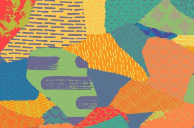 Soyut siyah darbeler, El, Vektör Deseni 'ni çizdi. Geometrik tarzda soyut arkaplan. Soyut çok renkli geometrik desen