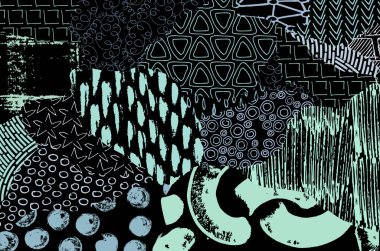 Soyut siyah konturlar, el vektör desen çizdi. Geometrik tarzı Retro soyut desen. Soyut çok renkli geometrik desen.