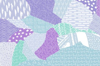 Soyut siyah konturlar, el vektör desen çizdi. Geometrik tarzı Retro soyut desen. Soyut çok renkli geometrik desen.