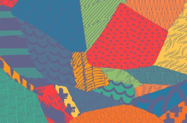 Soyut siyah konturlar, el vektör desen çizdi. Geometrik tarzı Retro soyut desen. Soyut çok renkli geometrik desen.