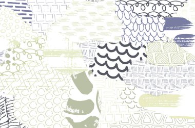 Soyut siyah konturlar, el vektör desen çizdi. Geometrik tarzı Retro soyut desen. Soyut çok renkli geometrik desen.