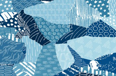 Soyut siyah konturlar, el vektör desen çizdi. Geometrik tarzı Retro soyut desen. Soyut çok renkli geometrik desen.