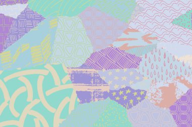 Soyut siyah konturlar, el vektör desen çizdi. Geometrik tarzı Retro soyut desen. Soyut çok renkli geometrik desen.