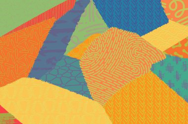 Soyut siyah konturlar, el vektör desen çizdi. Geometrik tarzı Retro soyut desen. Soyut çok renkli geometrik desen.