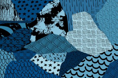 Soyut siyah konturlar, el vektör desen çizdi. Geometrik tarzı Retro soyut desen. Soyut çok renkli geometrik desen.