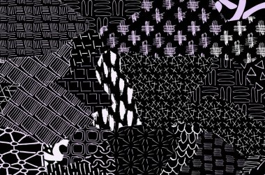 Soyut siyah konturlar, el vektör desen çizdi. Geometrik tarzı Retro soyut desen. Soyut çok renkli geometrik desen.